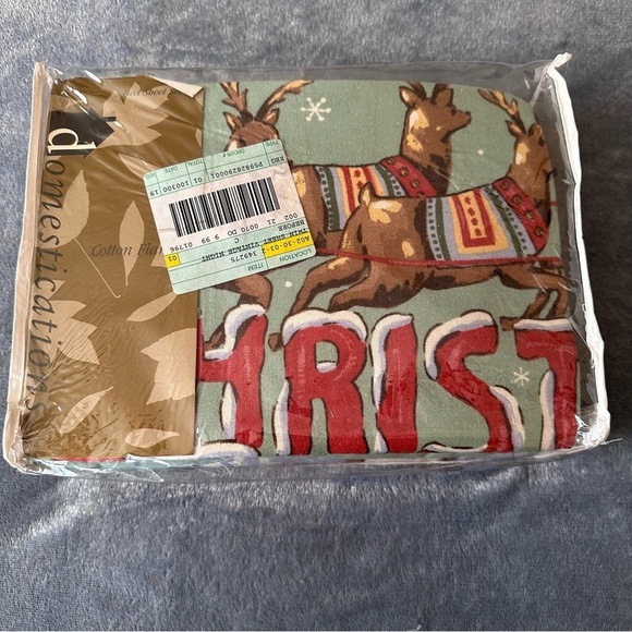 NWT Vintage domestications 100% COTTON FLANNEL Christmas Deer Brown TWIN SET - Picture 1 of 9